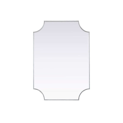 Notched Metal Mirror 30x42 inch in Silver