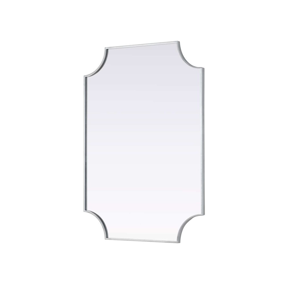 Notched Metal Mirror 30x42 inch in Silver