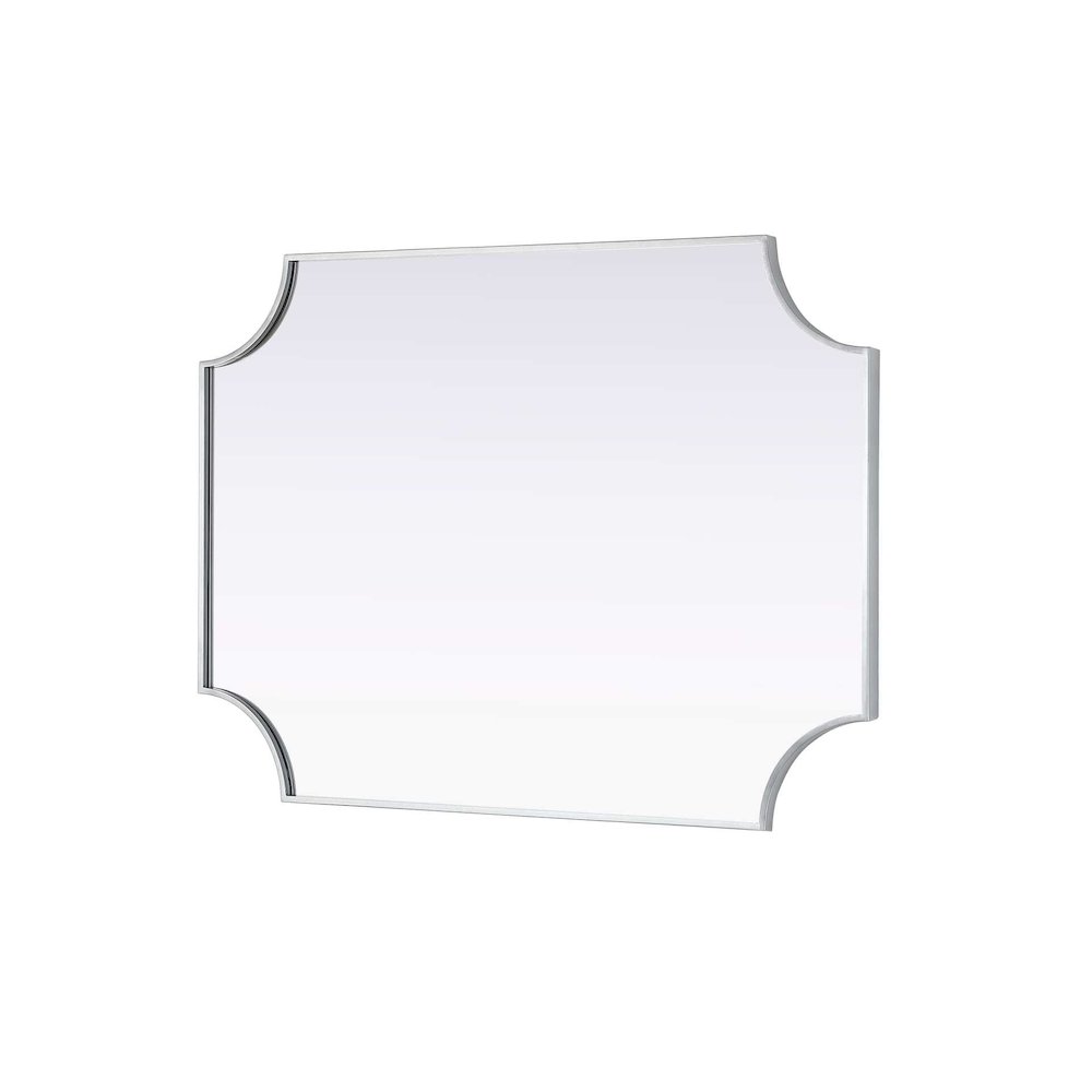 Notched Metal Mirror 30x42 inch in Silver