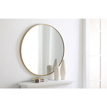 Metal frame Round Mirror 36 inch Brass finish