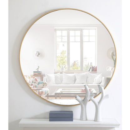 Metal frame Round Mirror 42 inch Brass finish
