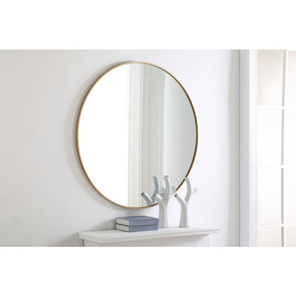 Metal frame Round Mirror 42 inch Brass finish