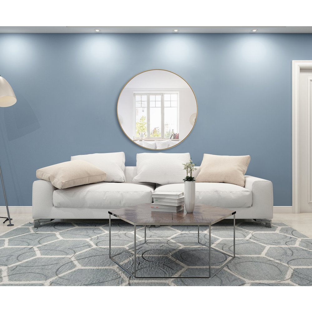 Metal frame Round Mirror 48 inch Brass finish