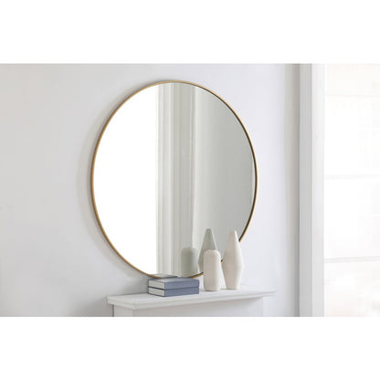 Metal frame Round Mirror 48 inch Brass finish