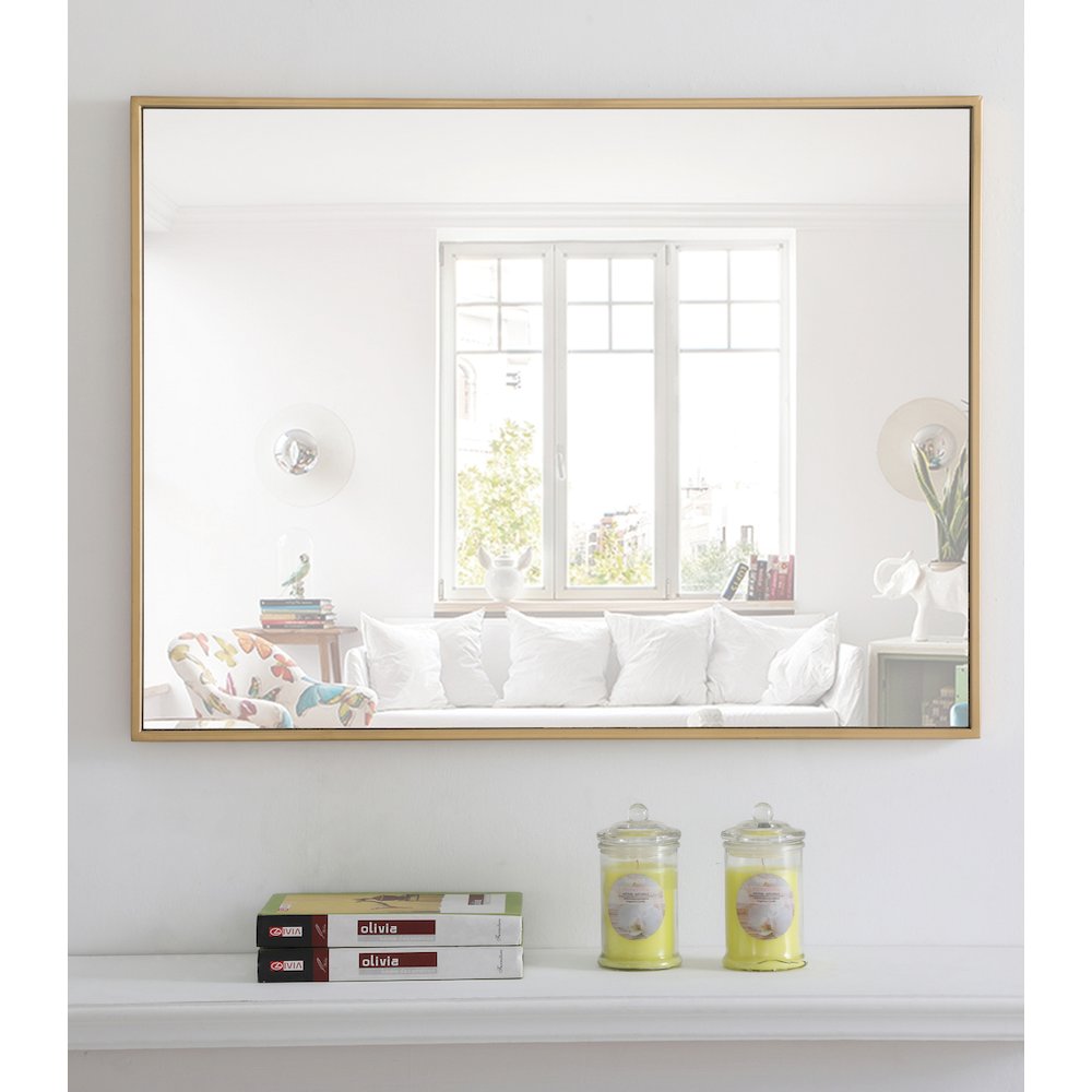 Metal frame Rectangle Mirror 24 inch Brass finish