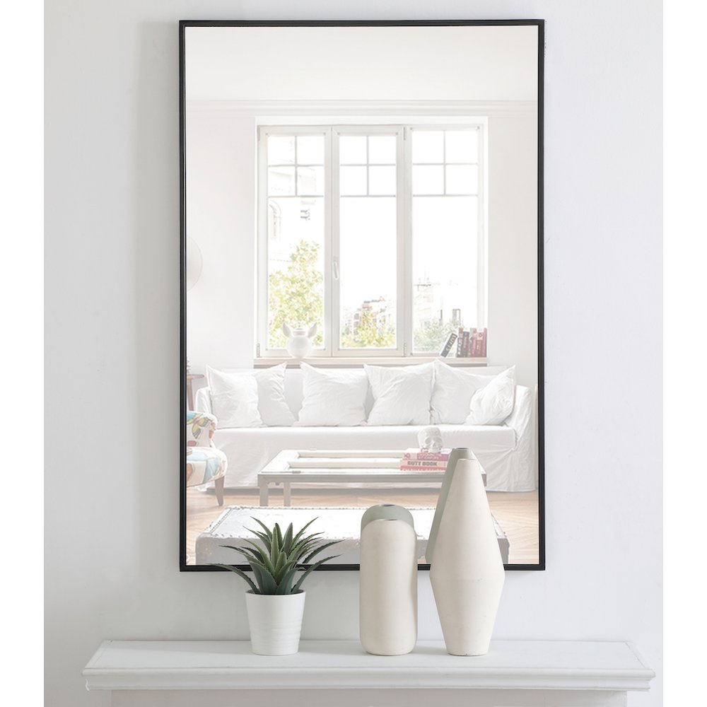 Metal frame Rectangle Mirror 28 inch Black