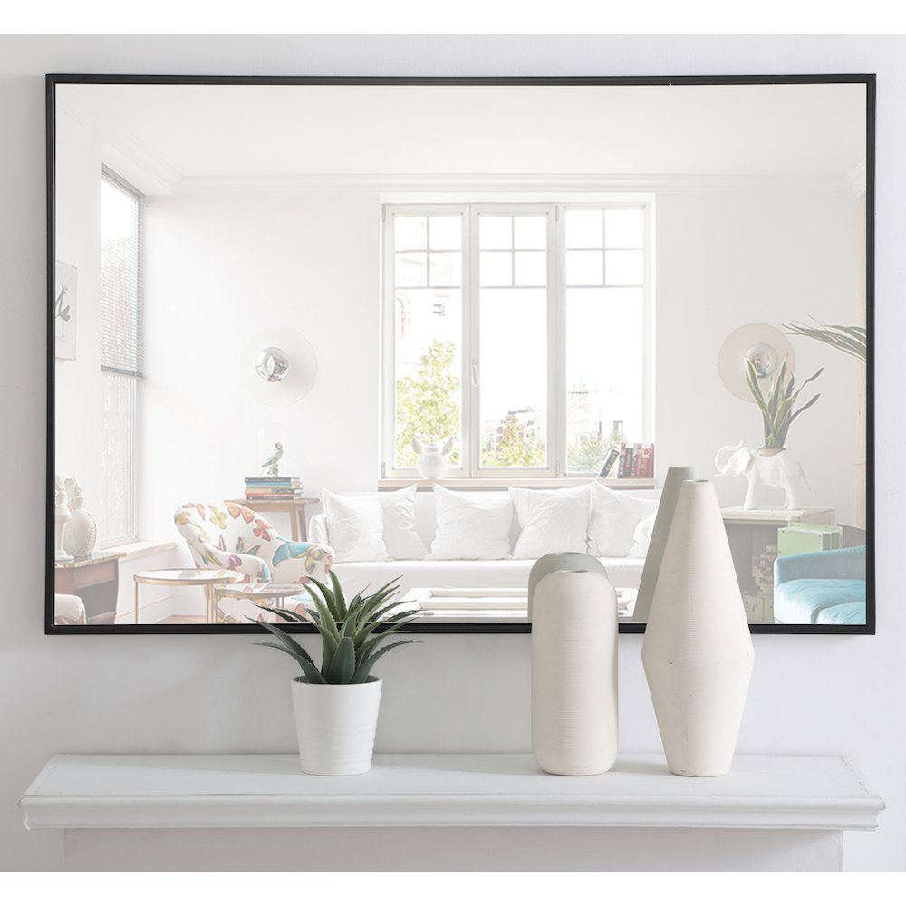 Metal frame Rectangle Mirror 28 inch Black