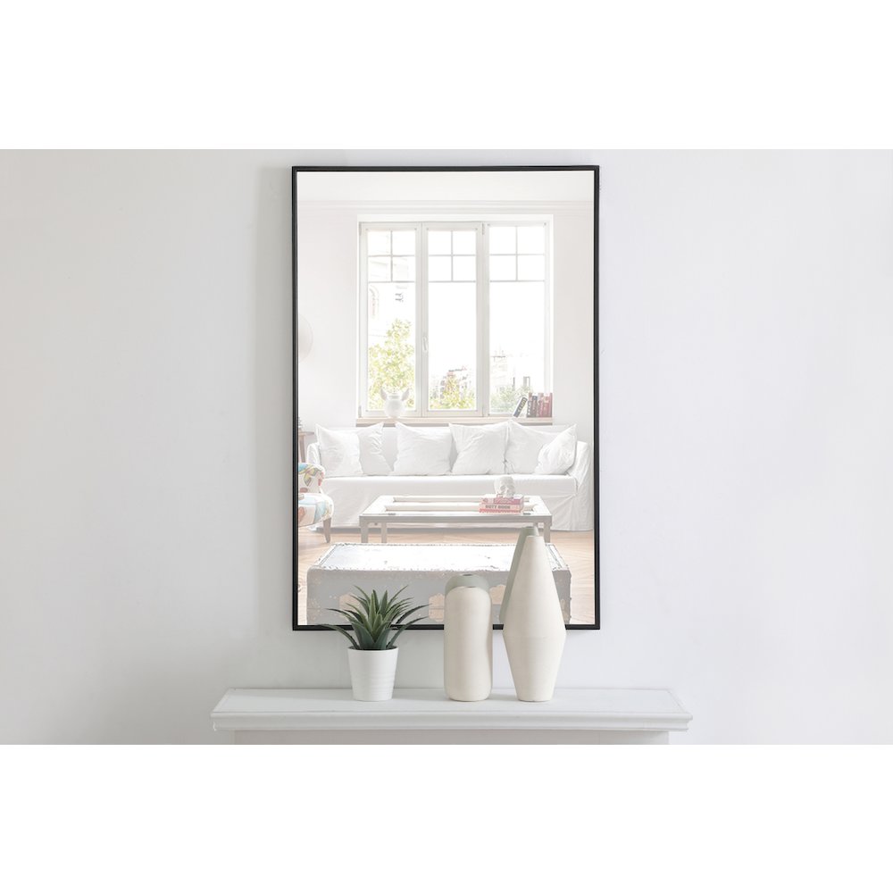 Metal frame Rectangle Mirror 28 inch Black
