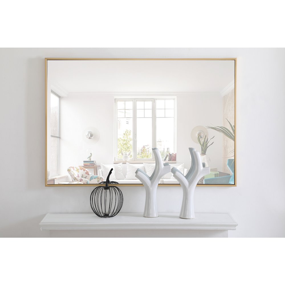 Metal frame Rectangle Mirror 28 inch Brass