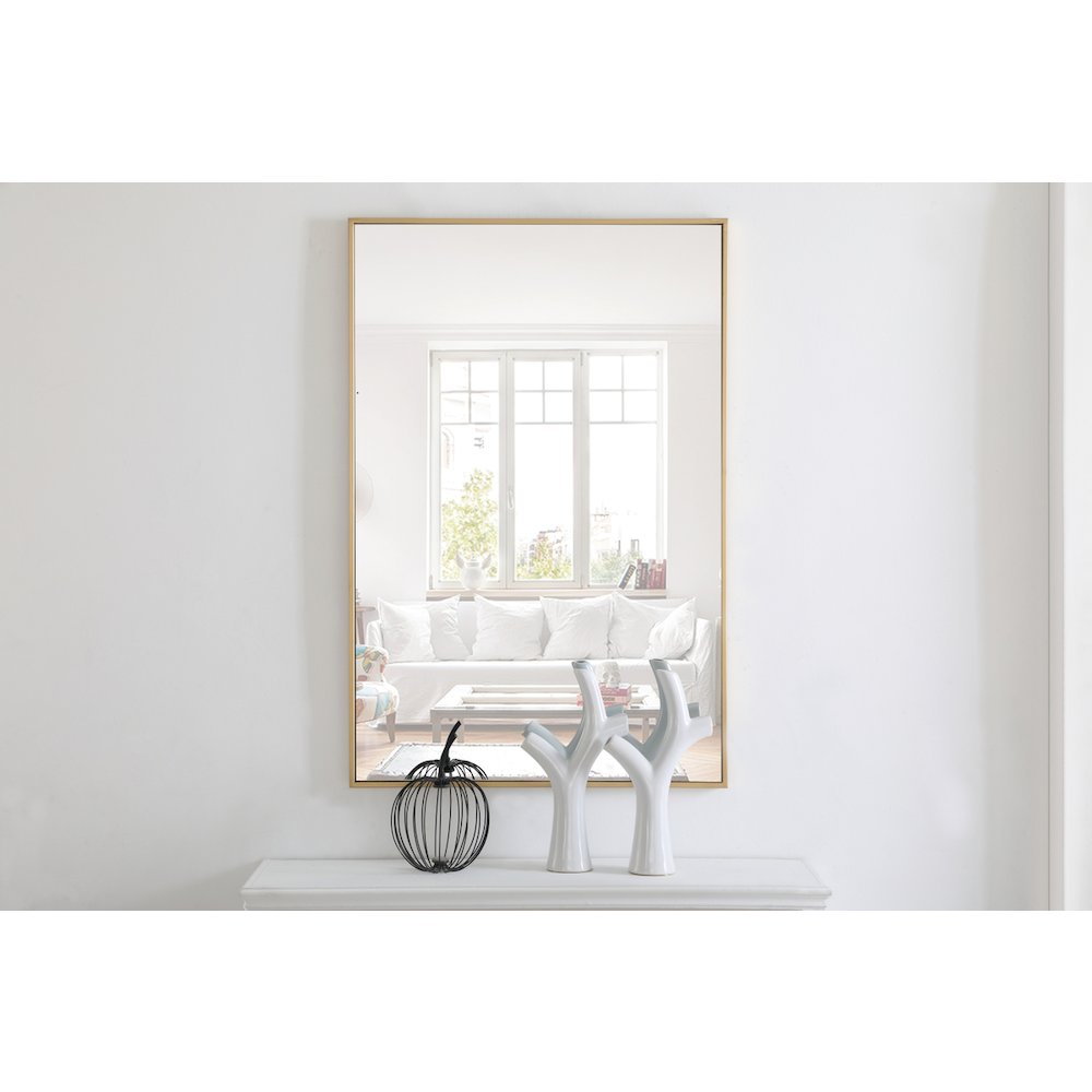 Metal frame Rectangle Mirror 28 inch Brass