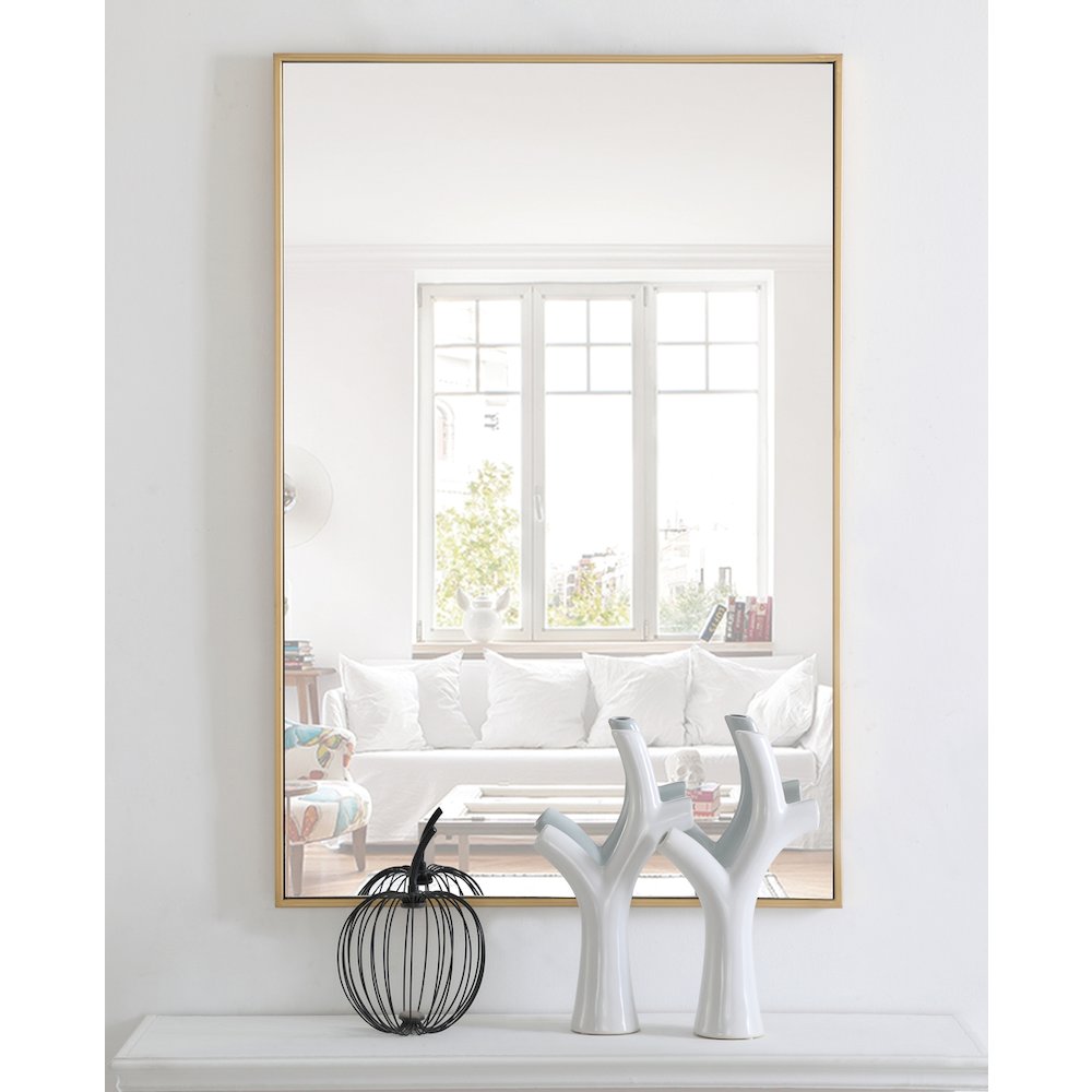 Metal frame Rectangle Mirror 28 inch Brass