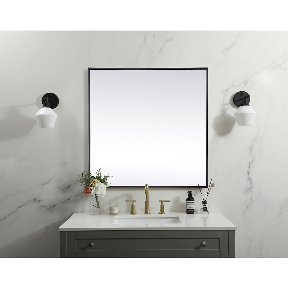 Metal Frame Square Mirror 30 inch in Black