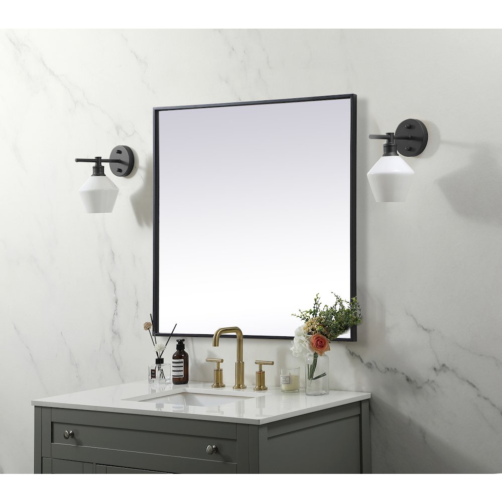 Metal Frame Square Mirror 30 inch in Black