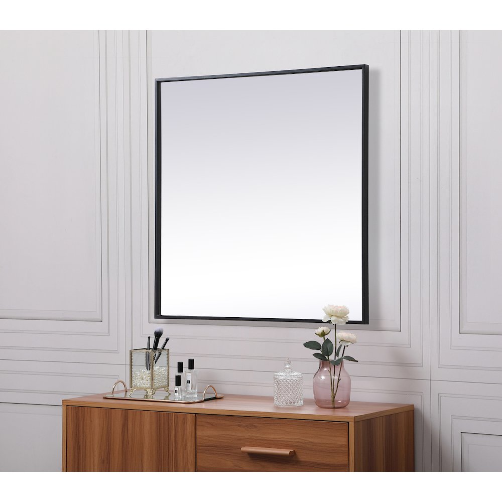 Metal Frame Square Mirror 30 inch in Black