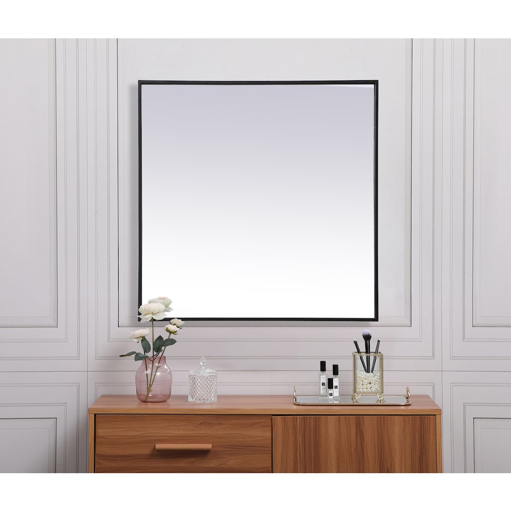 Metal Frame Square Mirror 30 inch in Black