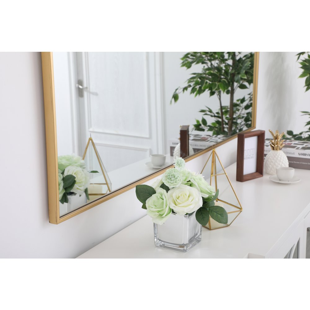 Metal frame rectangle mirror 36 inch in Brass