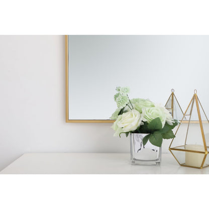 Metal frame rectangle mirror 36 inch in Brass