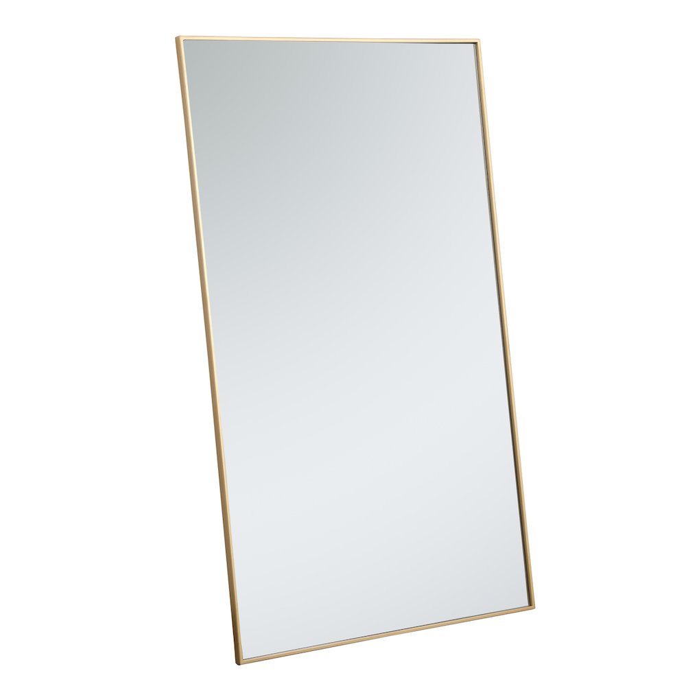 Metal frame rectangle mirror 36 inch in Brass