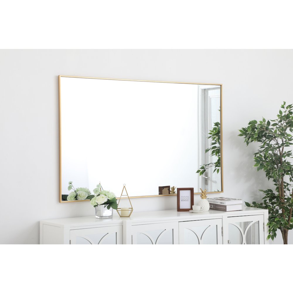 Metal frame rectangle mirror 36 inch in Brass