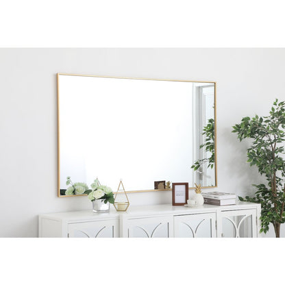 Metal frame rectangle mirror 36 inch in Brass