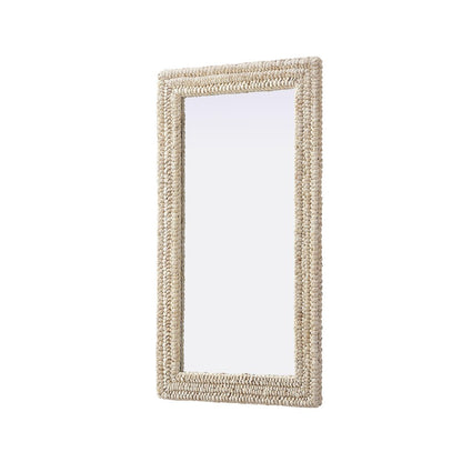 Rectangle Cornhusk Mirror 24x42 in Linen White