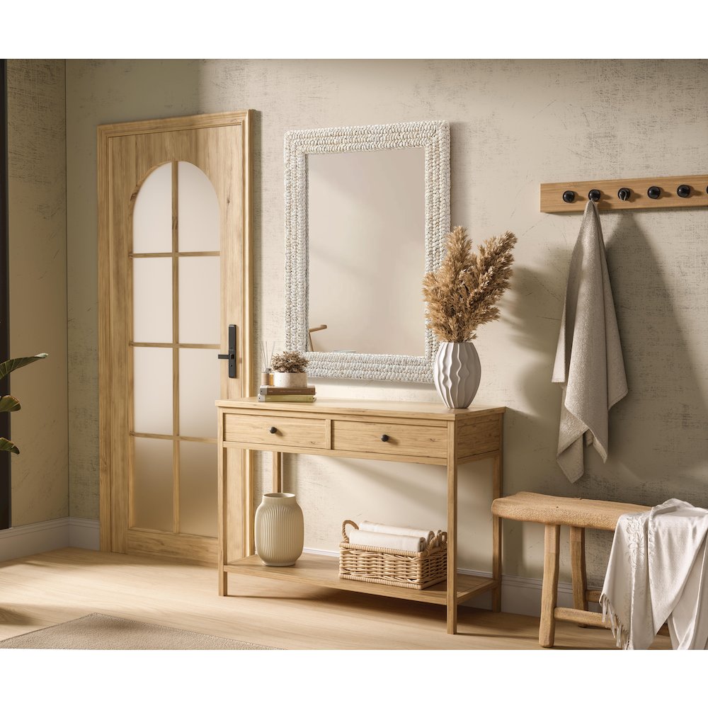 Rectangle Cornhusk Mirror 27x36 in Linen White
