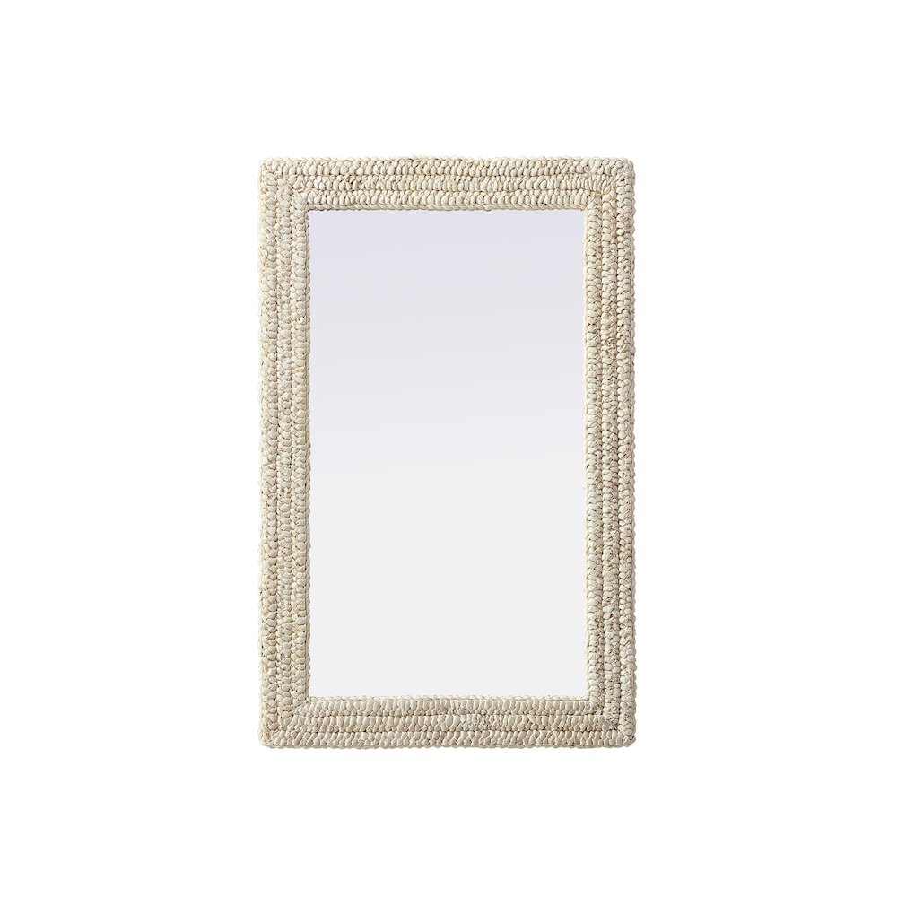 Rectangle Cornhusk Mirror 27x42 in Linen White
