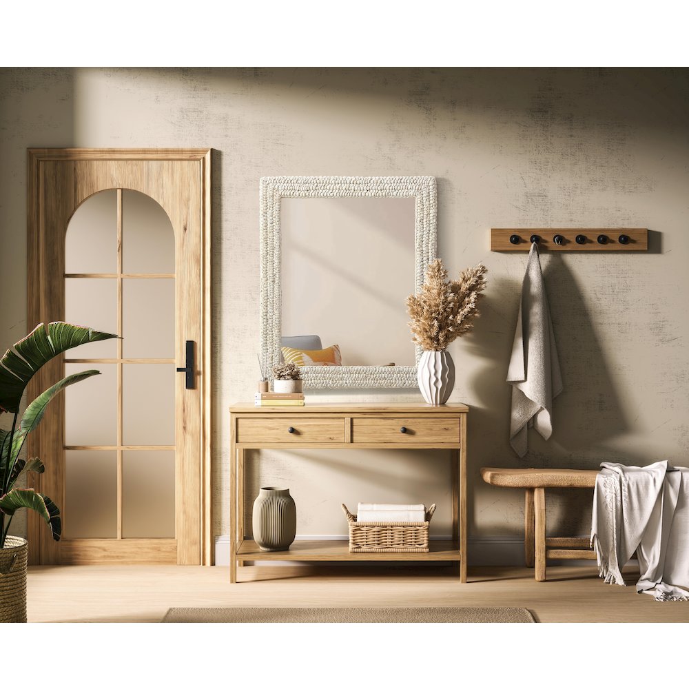 Rectangle Cornhusk Mirror 30x36 in Linen White