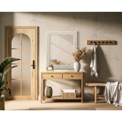 Rectangle Cornhusk Mirror 30x36 in Linen White