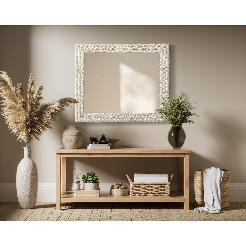 Rectangle Cornhusk Mirror 30x36 in Linen White