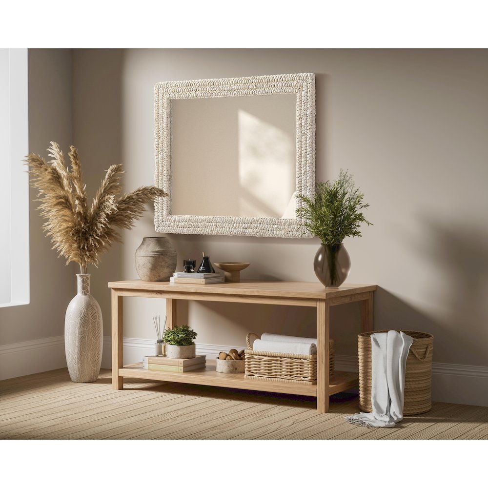 Rectangle Cornhusk Mirror 30x36 in Linen White