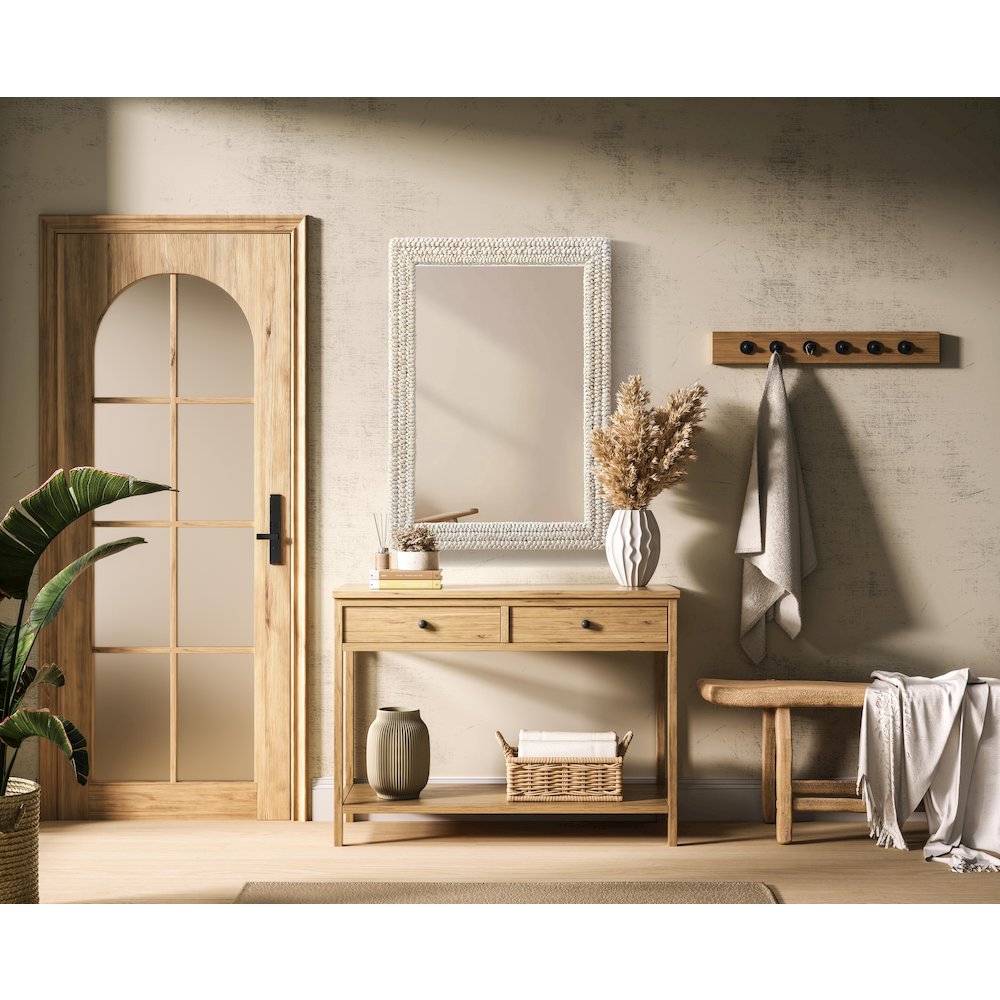 Rectangle Cornhusk Mirror 30x42 in Linen White