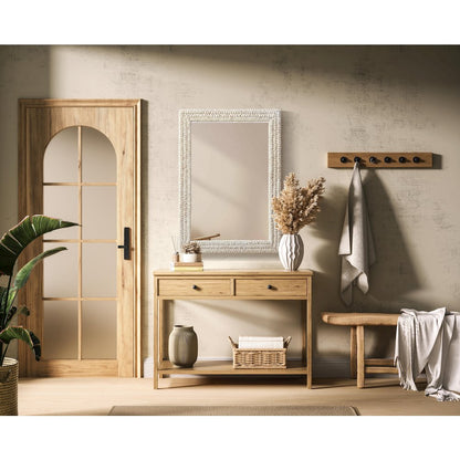 Rectangle Cornhusk Mirror 30x42 in Linen White