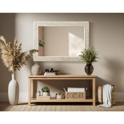 Rectangle Cornhusk Mirror 30x42 in Linen White