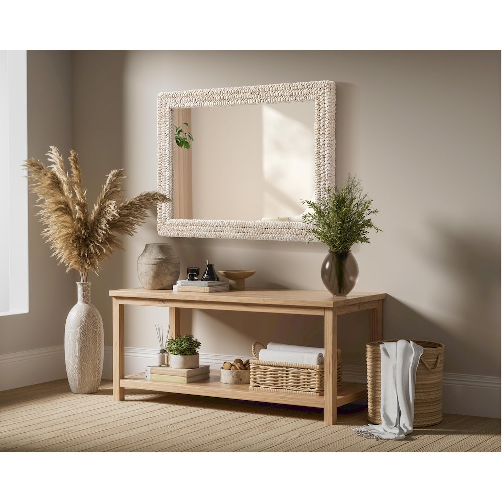 Rectangle Cornhusk Mirror 30x42 in Linen White