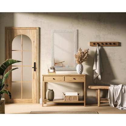 Rectangle Cornhusk Mirror 35x55 in Linen White