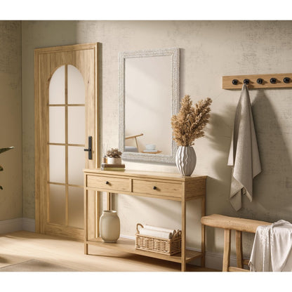Rectangle Cornhusk Mirror 35x55 in Linen White
