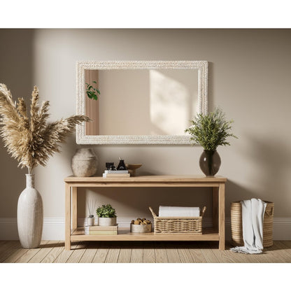 Rectangle Cornhusk Mirror 35x55 in Linen White