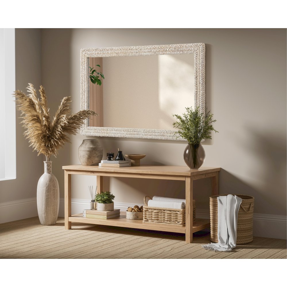 Rectangle Cornhusk Mirror 35x55 in Linen White