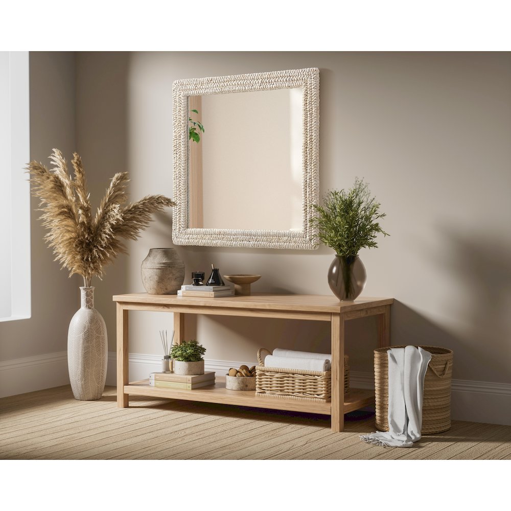 Rectangle Cornhusk Mirror 36x36 in Linen White