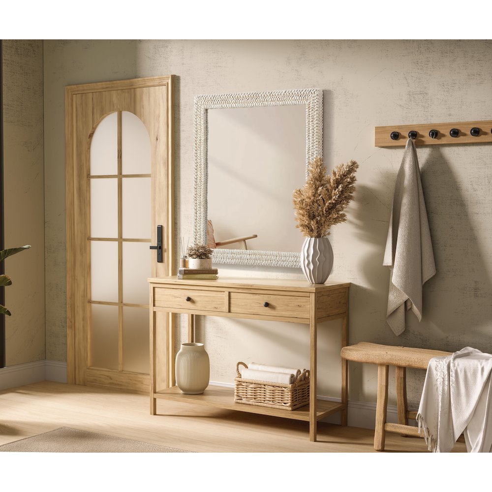 Rectangle Cornhusk Mirror 36x42 in Linen White