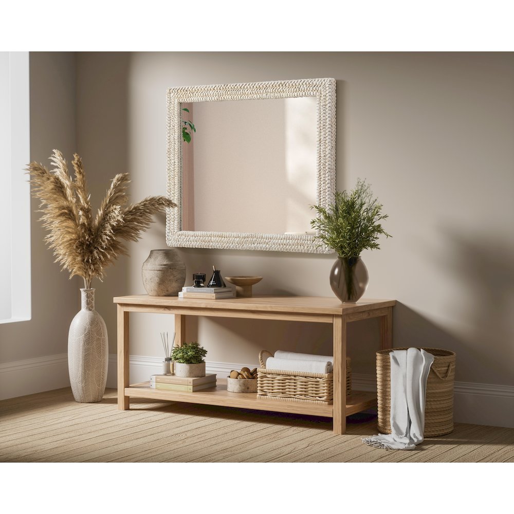 Rectangle Cornhusk Mirror 36x42 in Linen White
