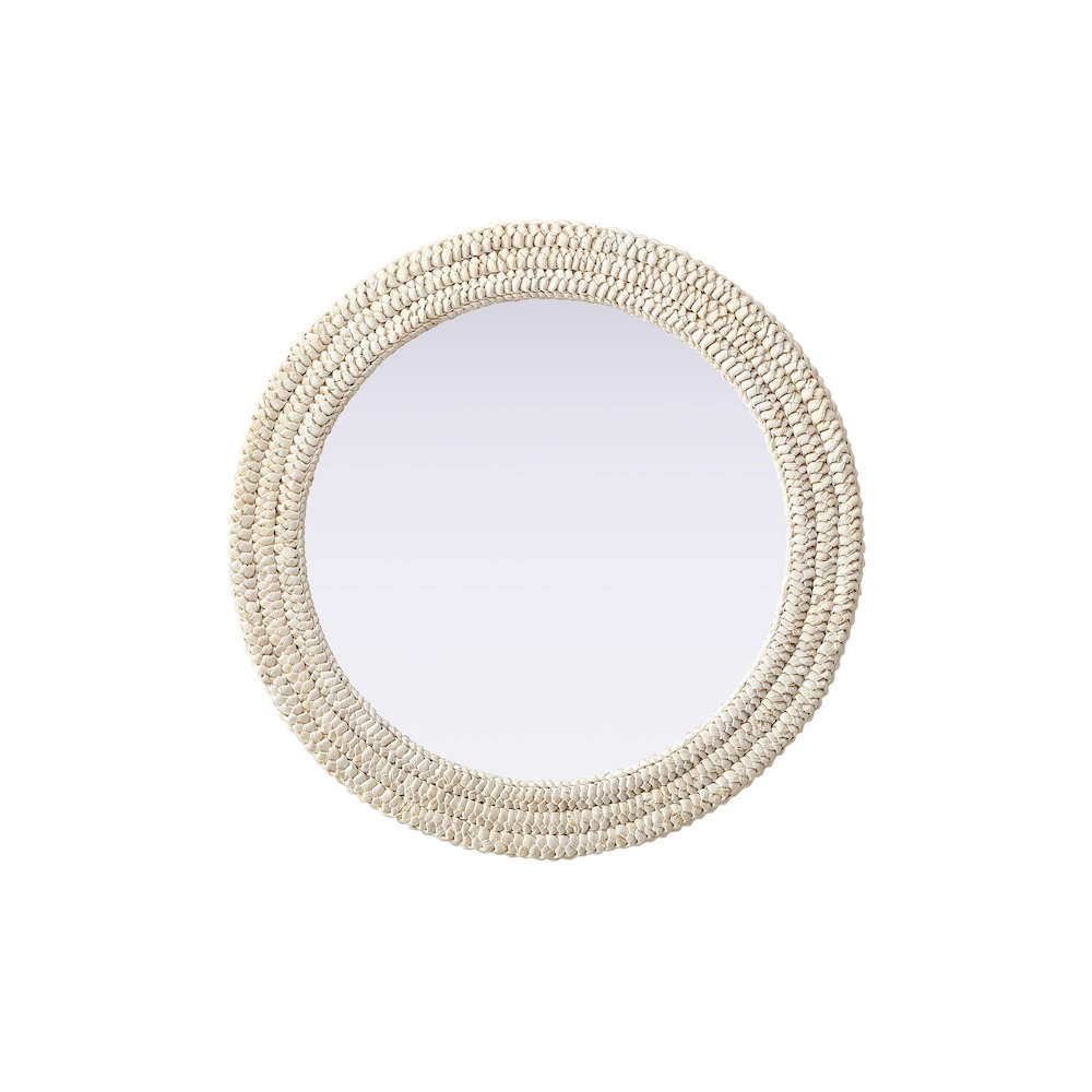 Round Cornhusk Mirror 30x30 in Linen White