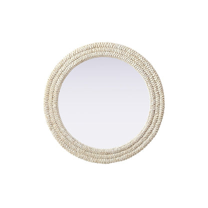 Round Cornhusk Mirror 30x30 in Linen White