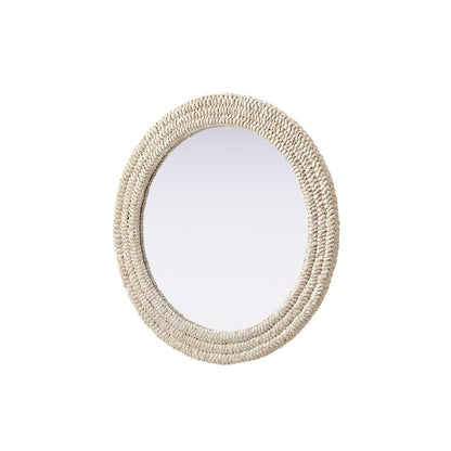 Round Cornhusk Mirror 30x30 in Linen White