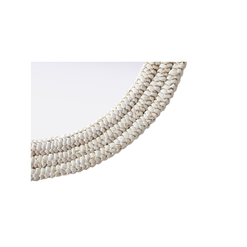 Round Cornhusk Mirror 30x30 in Linen White