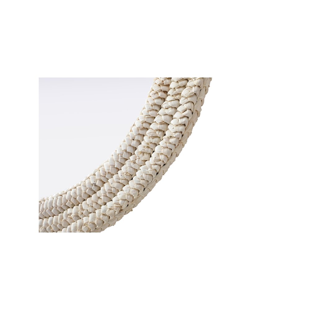 Round Cornhusk Mirror 30x30 in Linen White