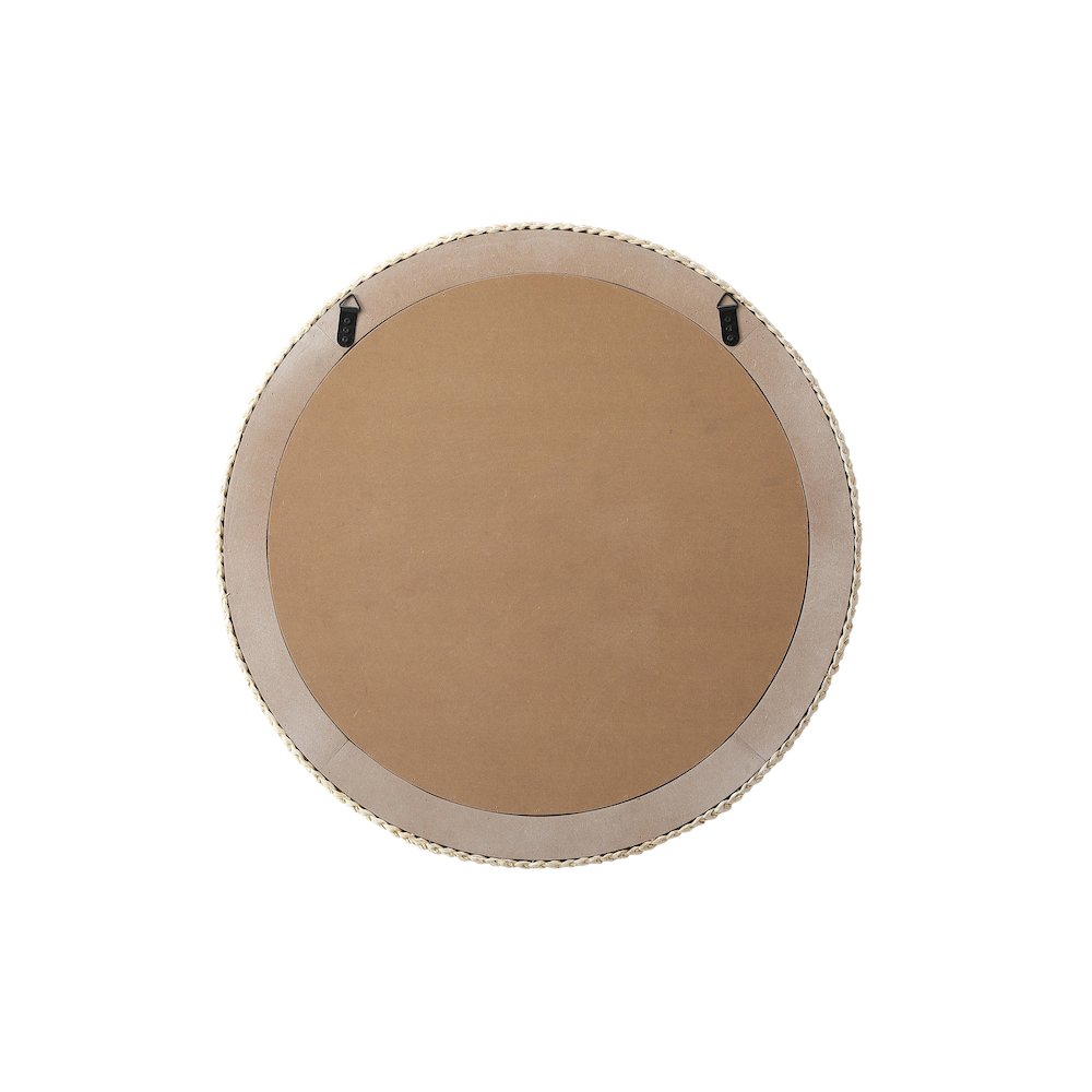 Round Cornhusk Mirror 30x30 in Linen White