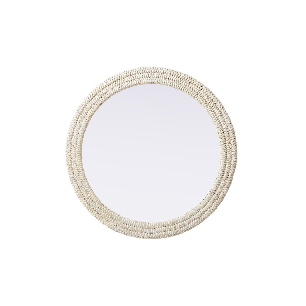 Round Cornhusk Mirror 36x36 in Linen White