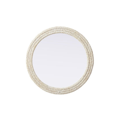 Round Cornhusk Mirror 36x36 in Linen White